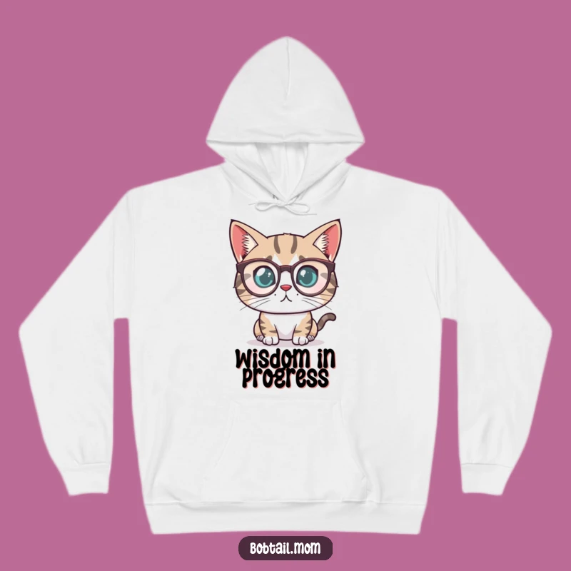 Cozy Funny Bobtail Cat Reader Hoodie: Stay Warm with Determined Intellectual Comfort