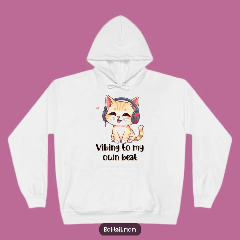 Funny Bobtail Cat Headphones Hoodie: Cozy Beats for Chilly Days