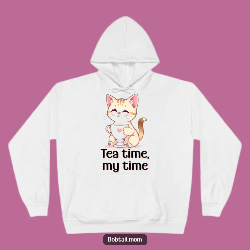 Funny Bobtail Cat Teacup Hoodie - Cozy & Elegant Cat Lover Present