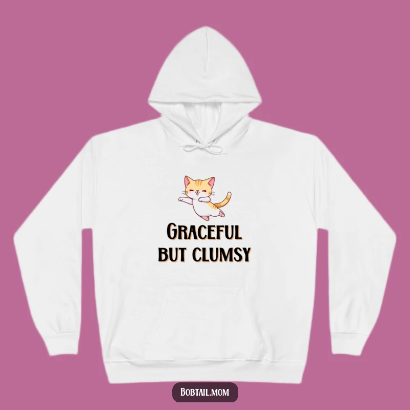 Funny Bobtail Cat Ballerina Hoodie - Cozy & Graceful Dancer Comfort