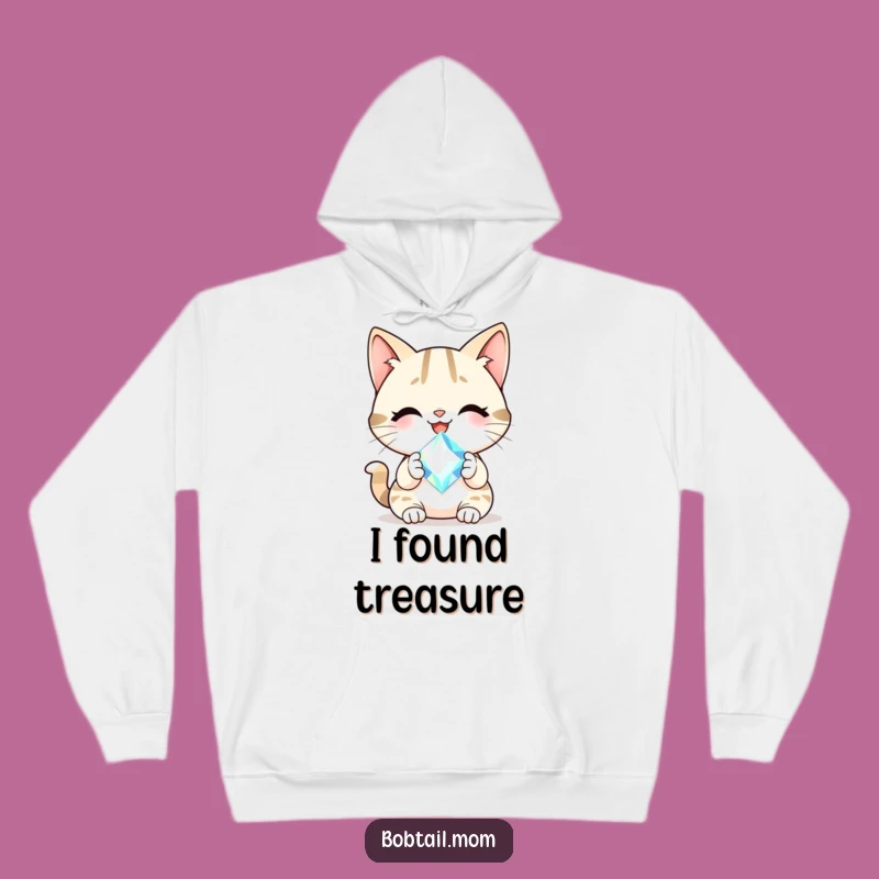 Cozy Funny Bobtail Cat Gem Hoodie: Embrace Happiness in Sparkling Comfort