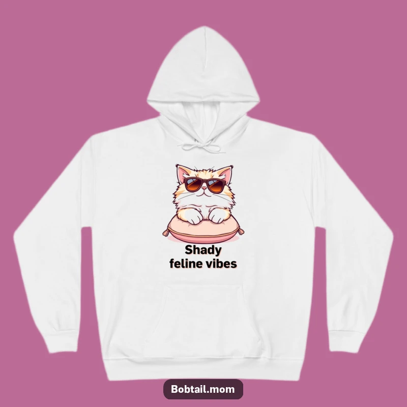 Funny Bobtail Cat Sunglasses Hoodie - Cozy Lounging Feline Comfort Gift