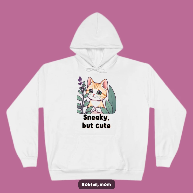 Funny Bobtail Cat Plant Peek Hoodie - Cozy Cover & Humorous Style