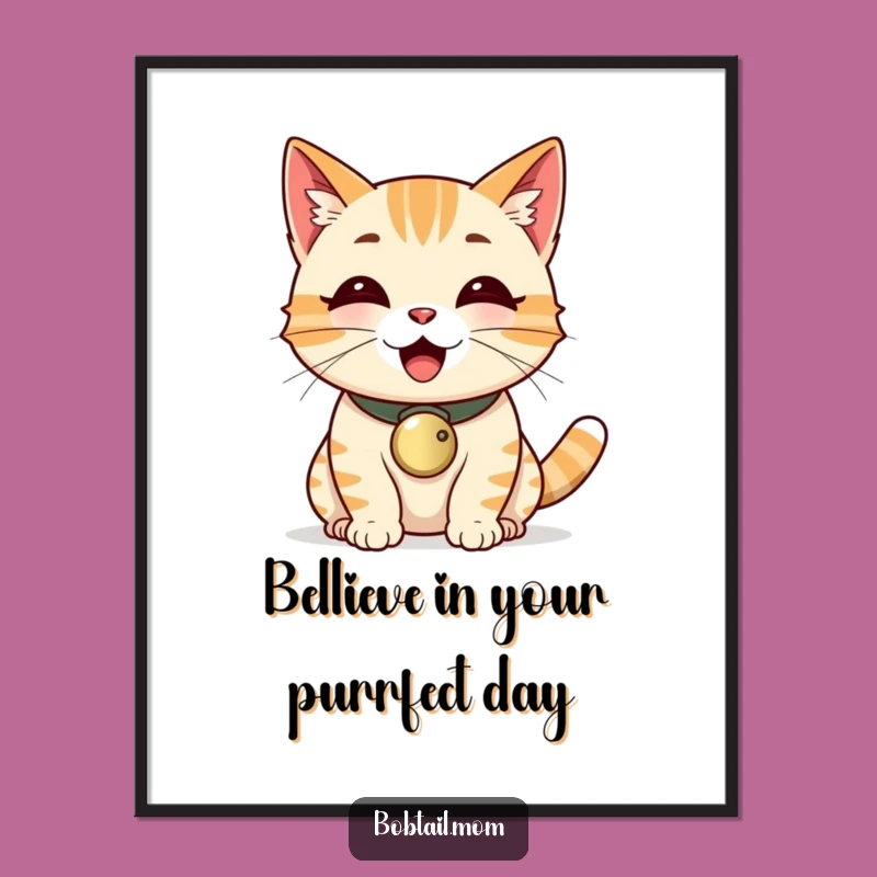 Free Printable Bobtail Cat Wall Art: Funny Purring Cat Decor for Happy Homes