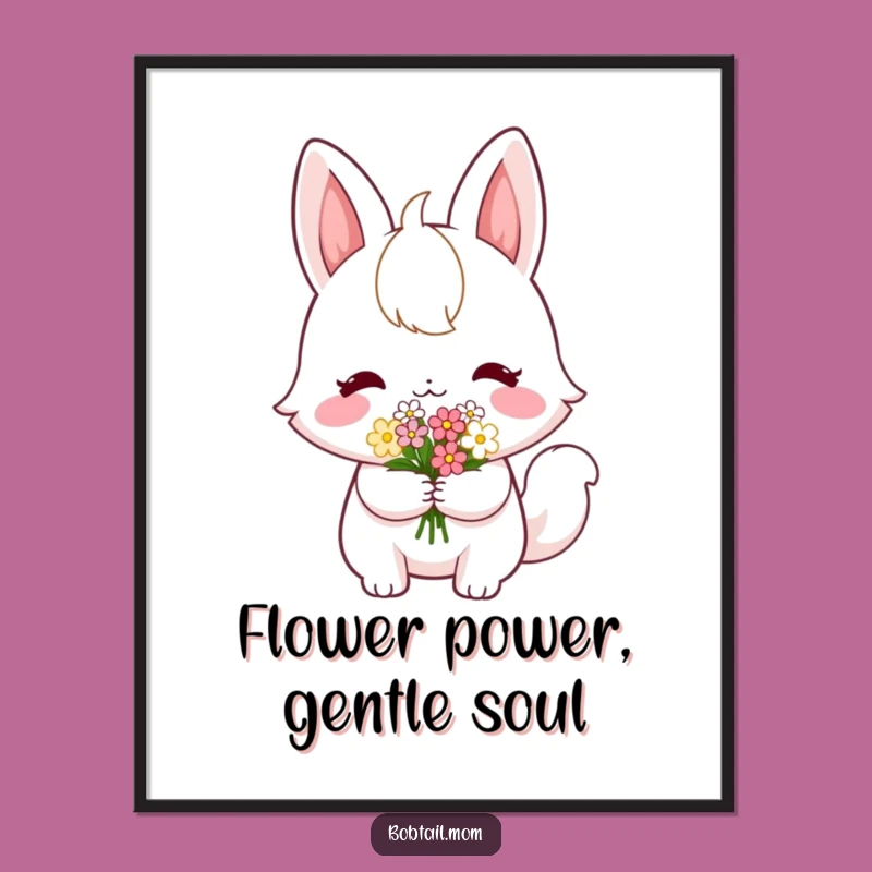 Shy Bobtail Flowers Free Printable Wall Art, Sweet & Funny Downloadable Decor!