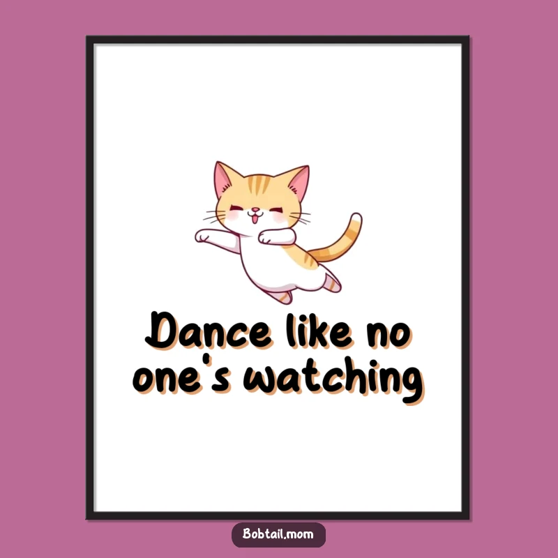 Free Printable Bobtail Cat Ballet Leap Wall Art - Funny Downloadable Decor