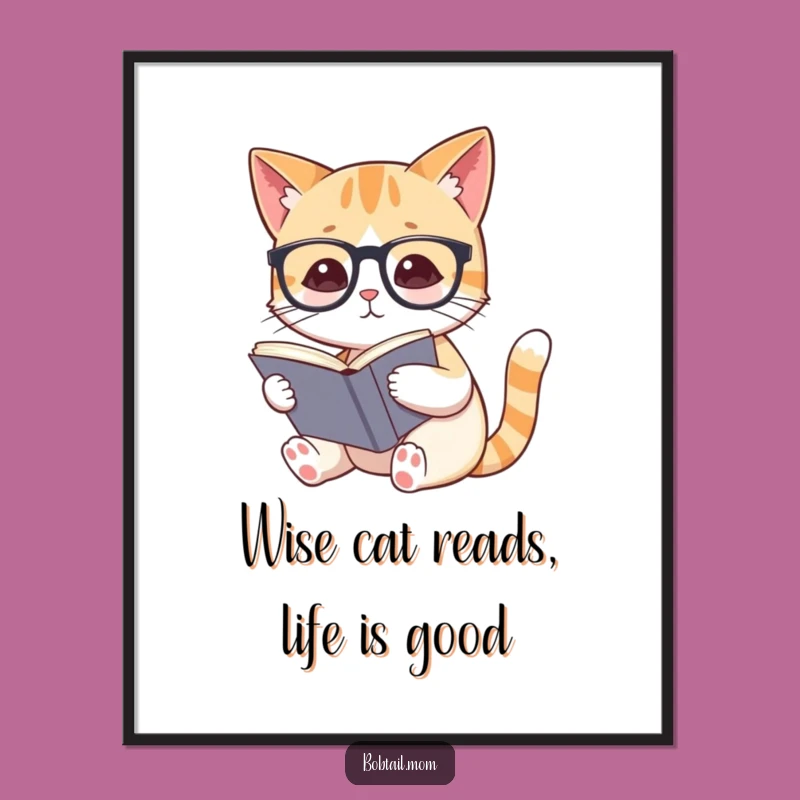 Free Printable Bobtail Cat Spectacles Art - Funny Literary Downloadable Decor