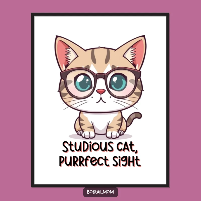Free Printable Smart Bobtail Cat Wall Art - Funny Downloadable Art for Intellectual Decor