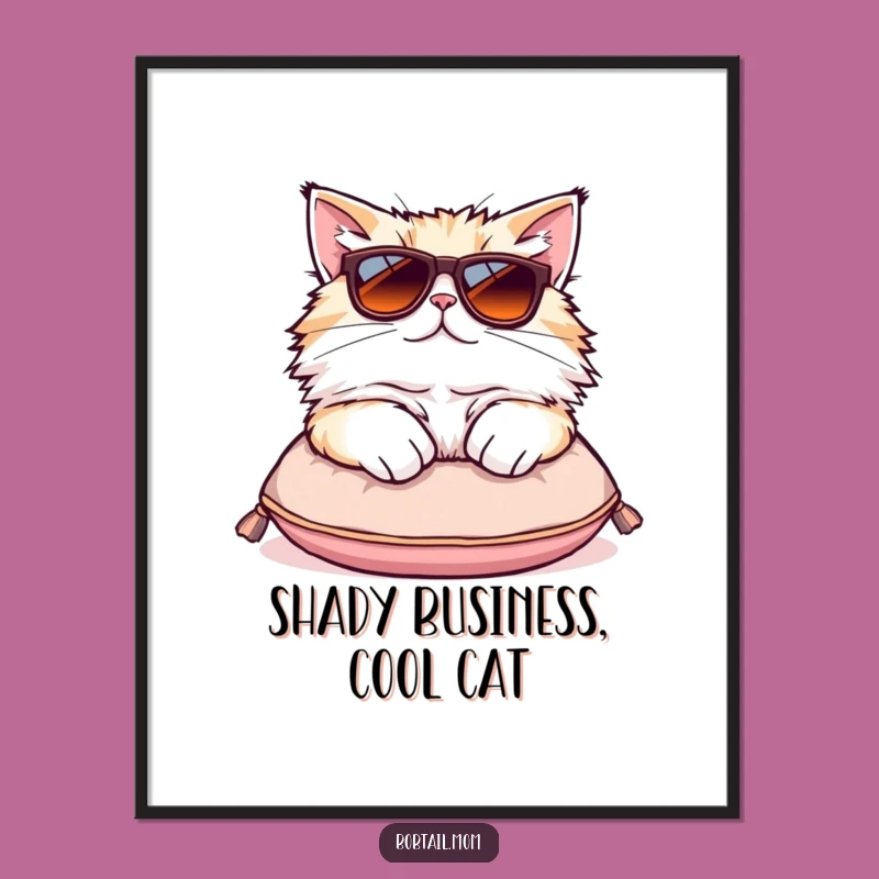Funny Free Printable Wall Art: Bobtail Cat Sunglasses - Hilarious DIY Home Decor