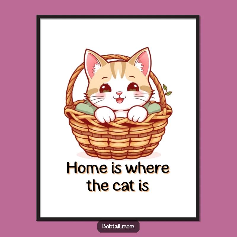 Funny Free Printable Wall Art: Cat Basket Peek Downloadable Art
