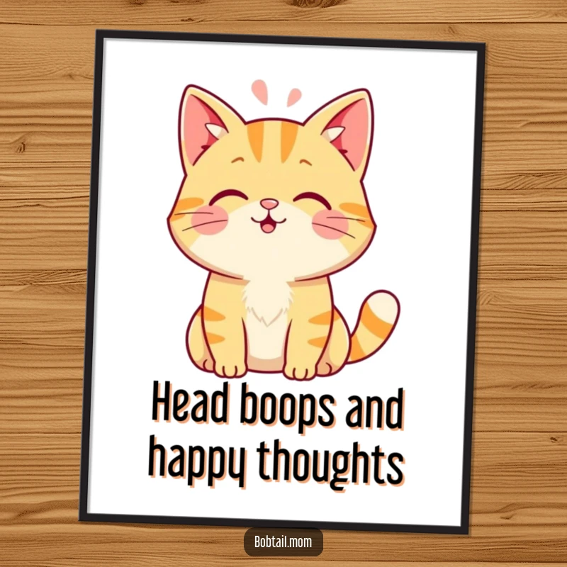 Funny Free Printable Wall Art: A friendly Bobtail cat leaning in to offer a sweet and gentle head boop.