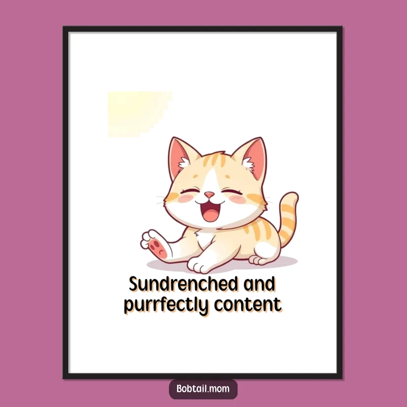 Funny Free Printable Wall Art: Cat Yawning Sunlight Downloadable Art