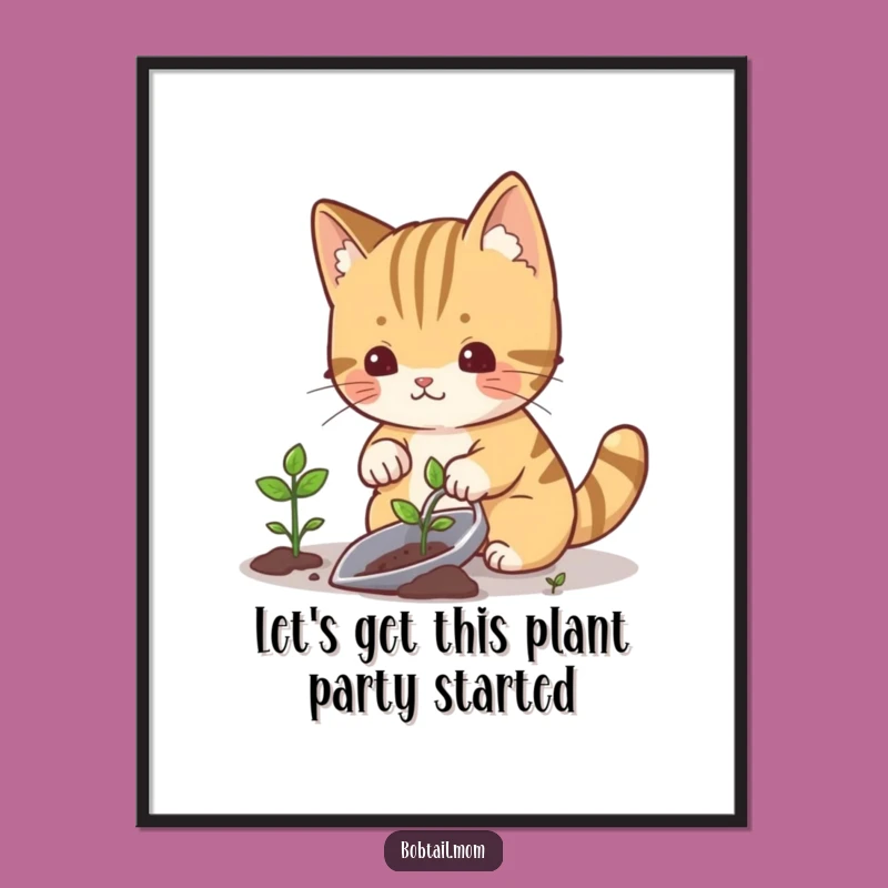 Funny Free Printable Wall Art: Gardening Cat, Downloadable Decor for a Blooming Space!