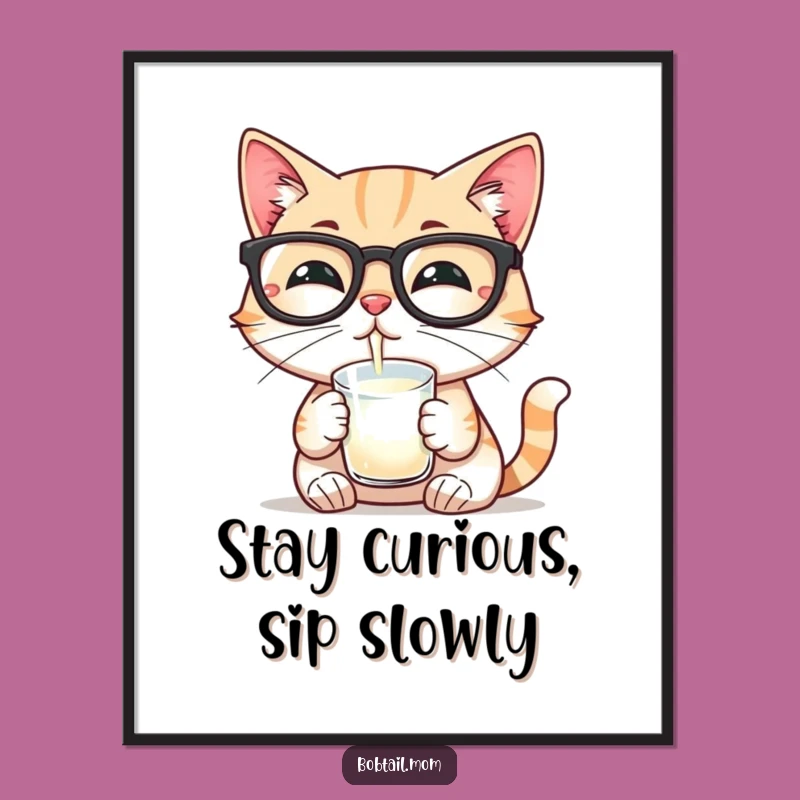 Intellectual Humor Free Printable Wall Art: Cat with Glasses, Smart Downloadable Decor!