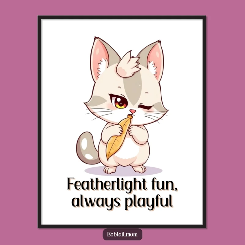 Mischievous Bobtail Feather Play Free Printable Wall Art, Hilarious Downloadable Decor!