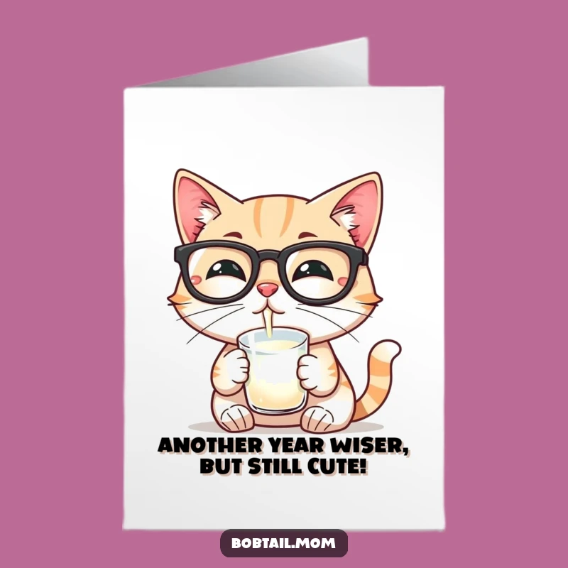 Smart Birthday! Free Printable Card: Cat with Glasses, Clever Downloadable Wishes!