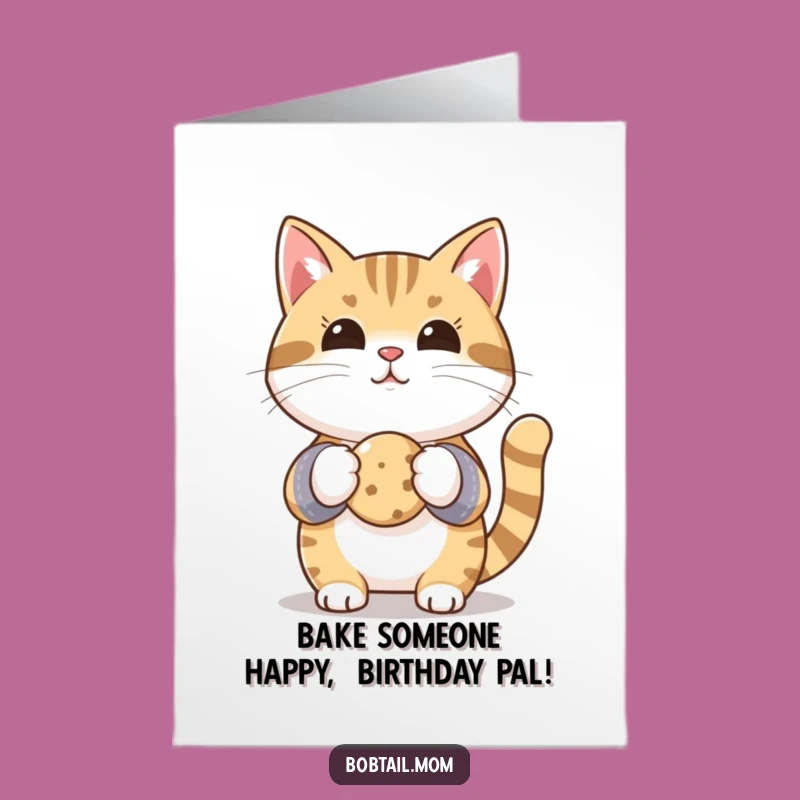 Free Printable Bobtail Cat Oven Mitts Cookie Birthday Card - Funny Downloadable Gift