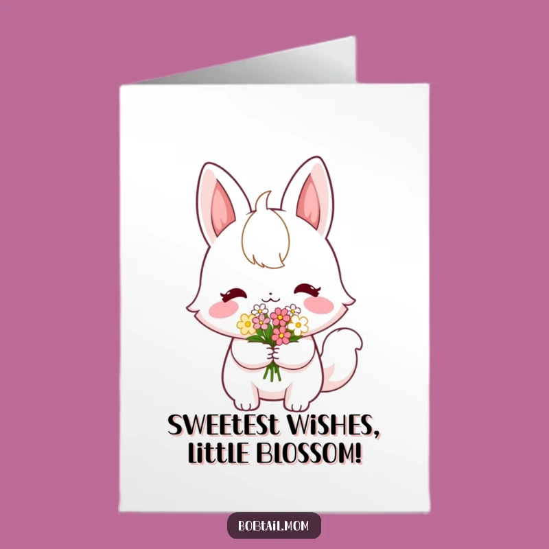 Birthday Free Printable Card: Shy Bobtail Flowers, Sweet & Funny Downloadable Gift!