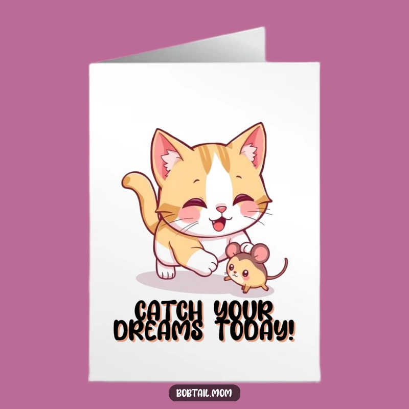 Free Printable Birthday Card: Cat Pouncing Fun Birthday Downloadable Gift