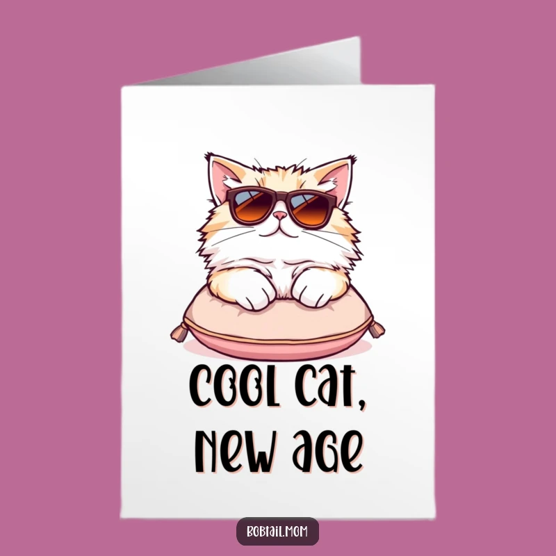 Free Printable Birthday Card: Cool Bobtail Cat Sunglasses - Hilarious Downloadable Gift