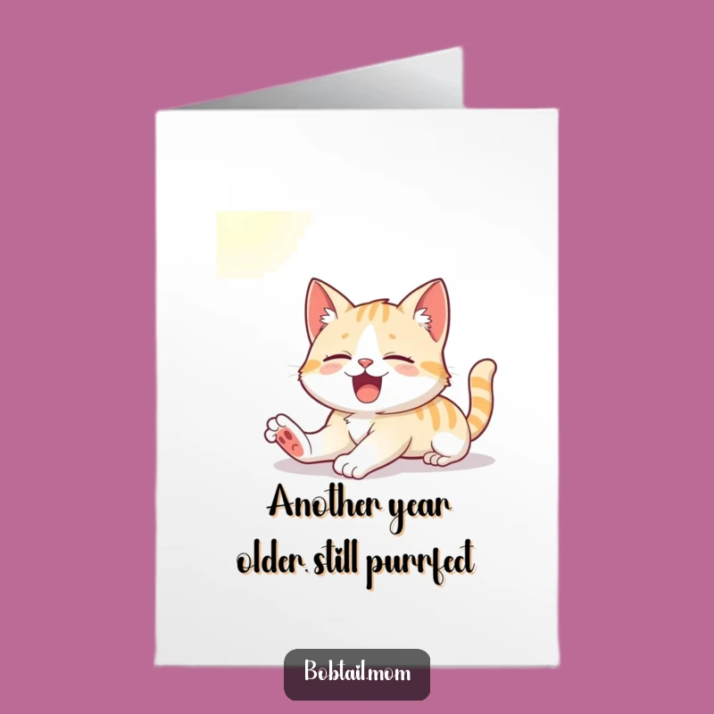 Free Printable Birthday Card: Cat Yawning Sunlight Funny Downloadable Gift