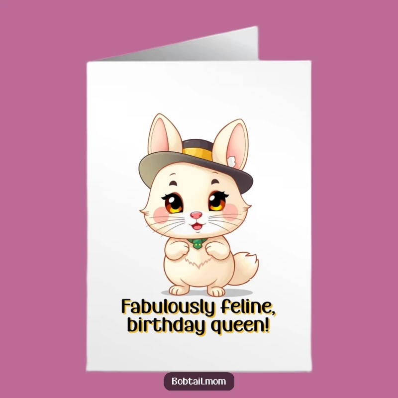 Free Printable Birthday Card: Sassy Bobtail in Hat, Hilarious Downloadable Gift!