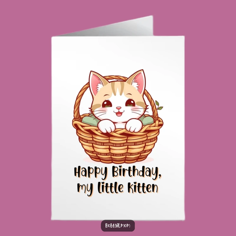 Free Printable Birthday Card: Cat Basket Peek Funny Downloadable Gift