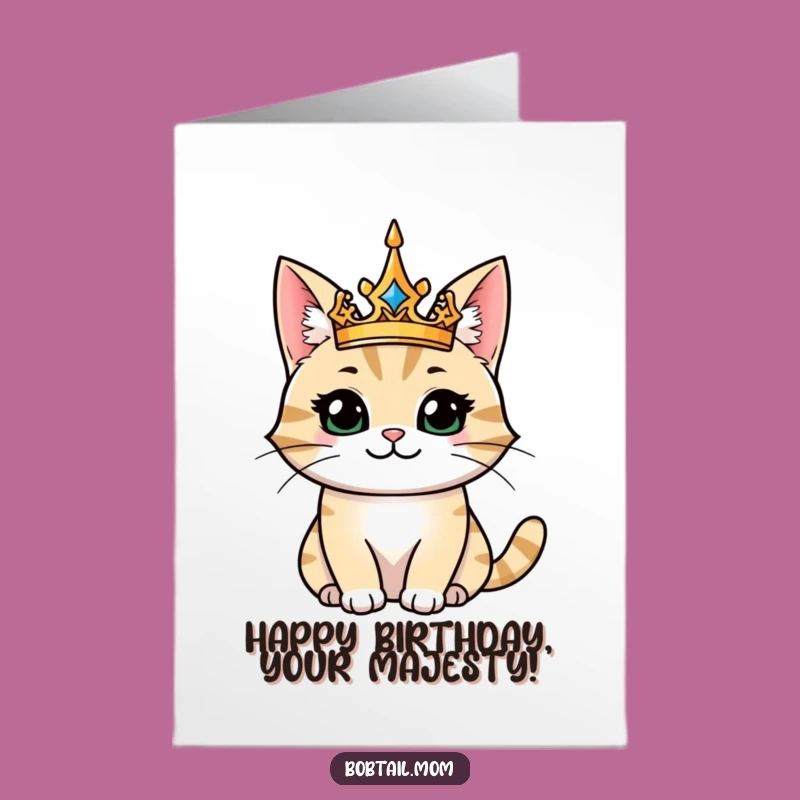 Royal Bobtail Cat King Birthday Card: Free Printable Majestic Greetings!