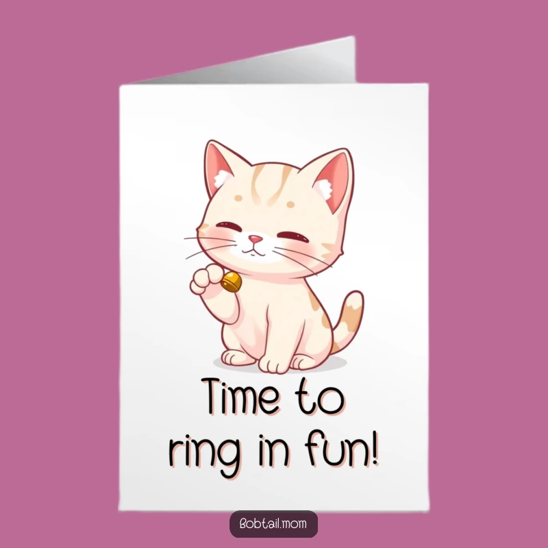 Free Printable Birthday Card: Playful Bobtail Cat, Fun Downloadable Gift