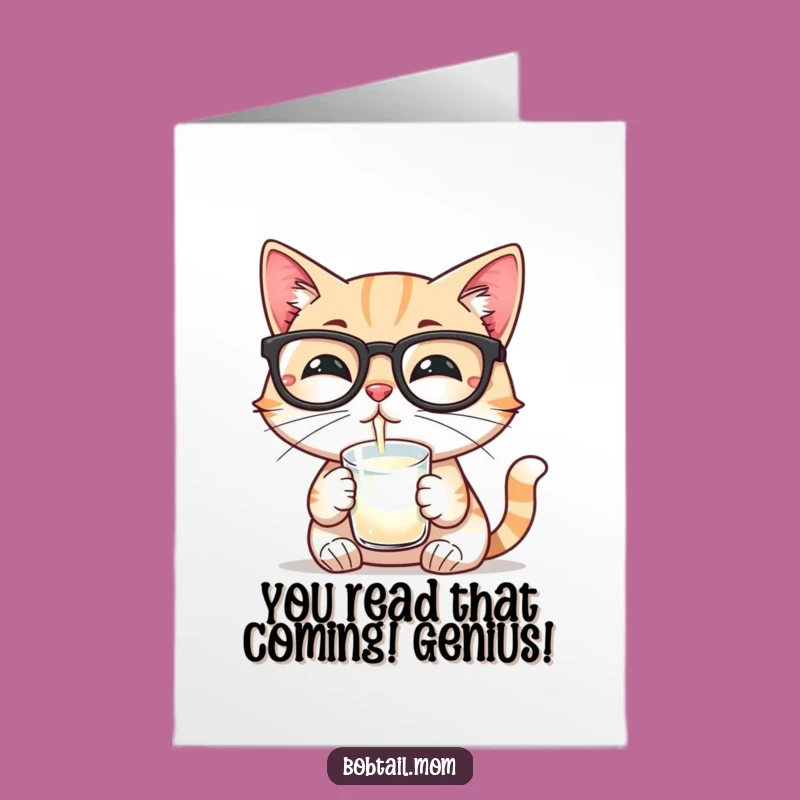 Brilliant Congrats! Free Printable Card: Cat with Glasses, Smart Downloadable Cheers!