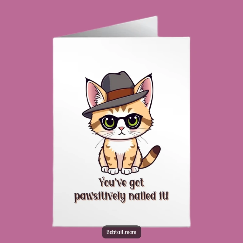 Cat Congrats Card Free Printable: Posing Feline Downloadable Gift