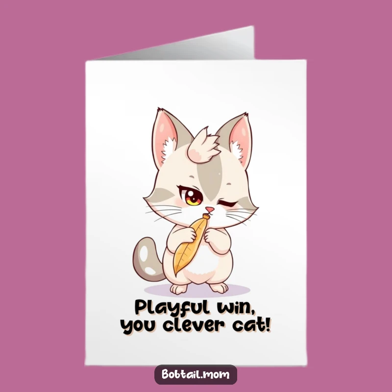 Congrats Free Printable Card: Mischievous Bobtail Celebrates, Hilarious Downloadable Gift!
