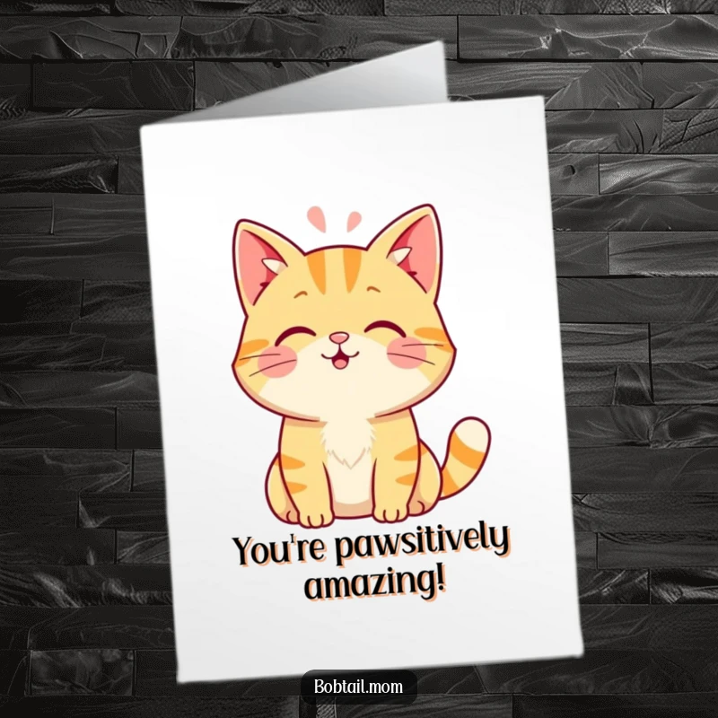 Funny Free Printable Congratulations Card: A sweet Bobtail cat offering a loving and gentle head boop of encouragement.