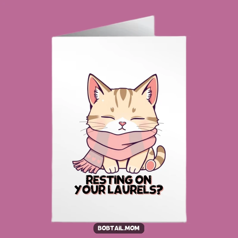 Free Printable Congratulations Card: Cozy Napping Cat, Relaxing Downloadable Gift
