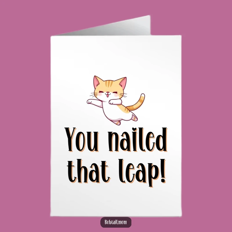 Free Printable Bobtail Cat Ballet Leap Congrats Card - Funny Downloadable Gift