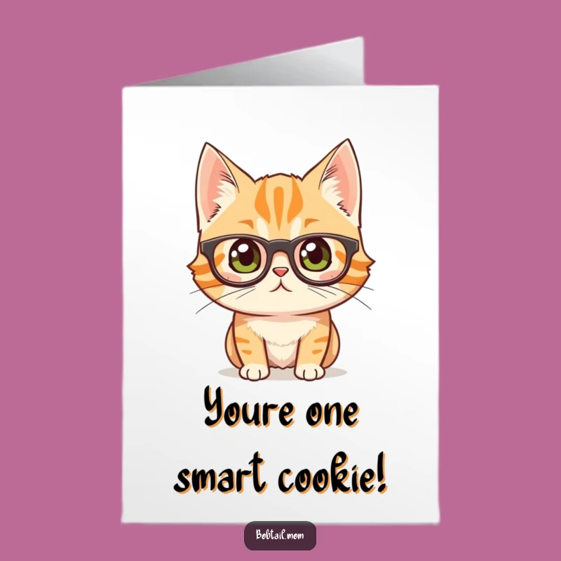 Free Printable Congratulations Card: Curious Cat Glasses, Smart Downloadable Gift