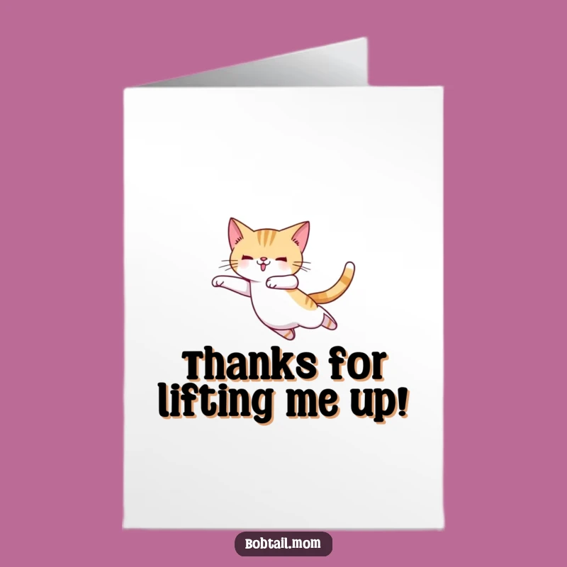 Free Printable Bobtail Cat Ballet Leap Thank You Card - Funny Downloadable Gift
