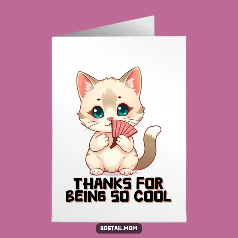 Free Printable Chic Bobtail Cat Thank You Card: Elegant DIY Downloadable Gift