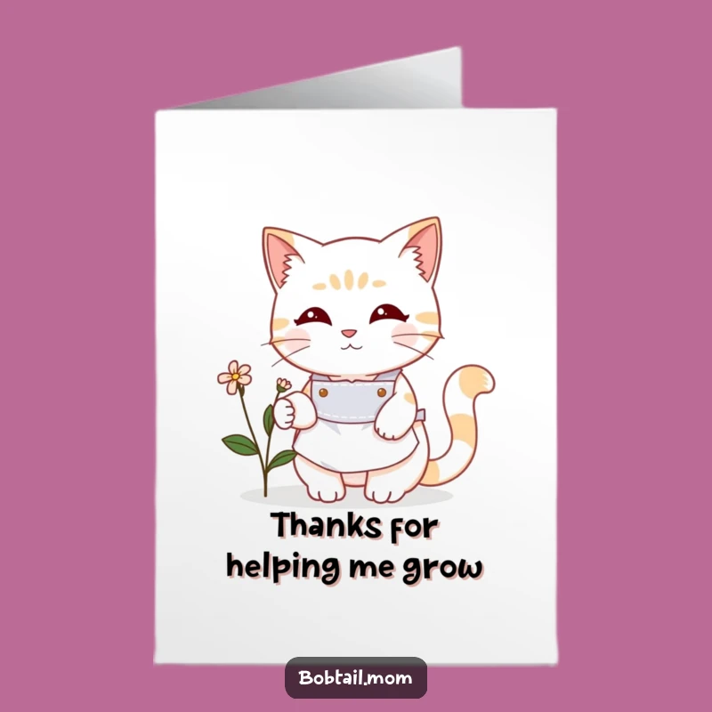 Free Printable Gardener Bobtail Cat Thank You Card: Cute DIY Appreciation