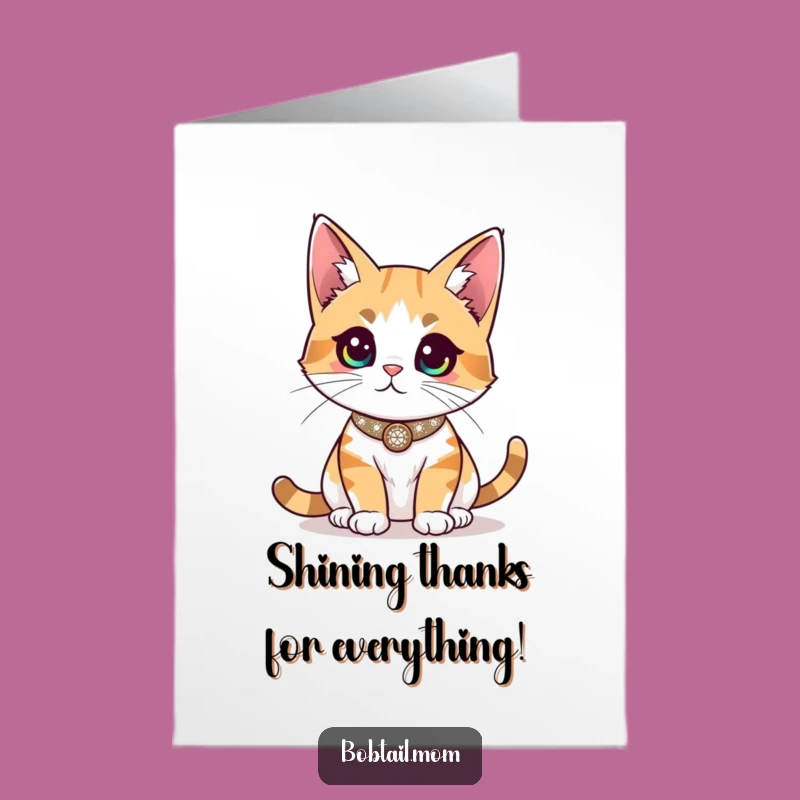 Free Printable Sparkly Bobtail Cat Thank You Card - Funny Downloadable Gift