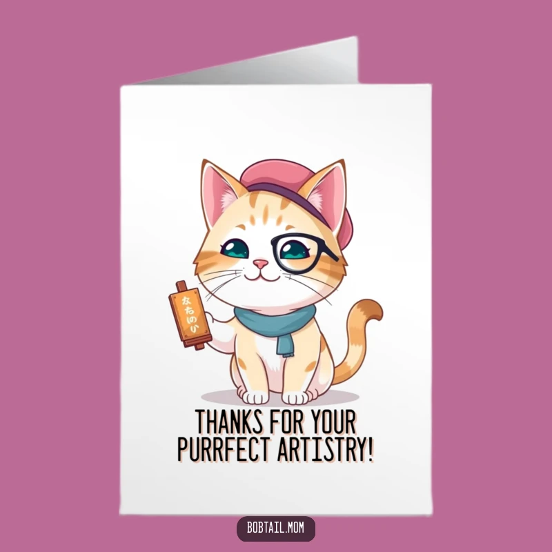 Free Printable Thank You Card: Artistic Cat Says Thanks - Print at Home Creativity