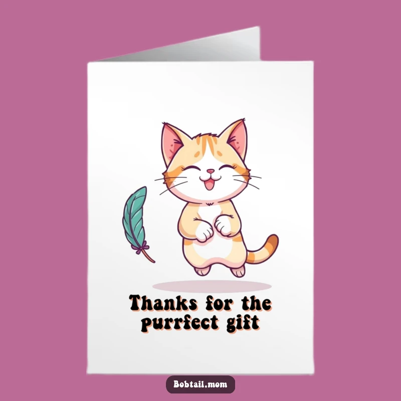 Free Printable Thank You Card: Bobtail Cat Gratitude Funny Downloadable Gift