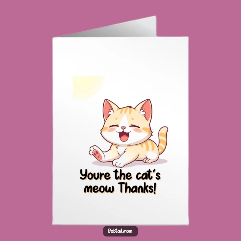 Free Printable Thank You Card: Cat Yawn Gratitude Funny Downloadable Gift