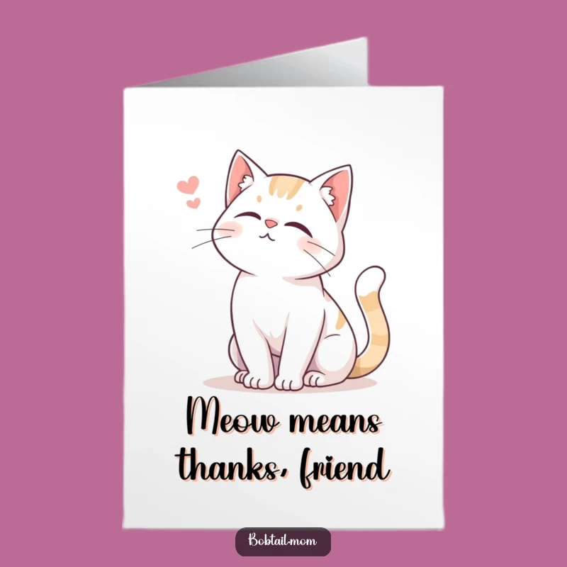 Free Printable Thank You Card: Gentle Bobtail Cat, Heartfelt Downloadable Gift