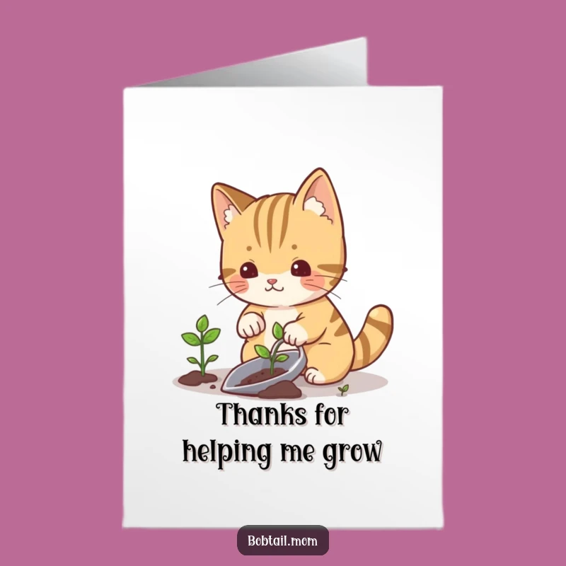 Free Printable Thank You Card: Planting Cat, Funny Downloadable Gift for Appreciation!