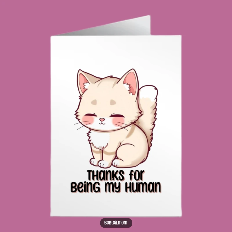 Free Printable Thank You Card: Cozy Bobtail Cat, Heartfelt Downloadable Gift