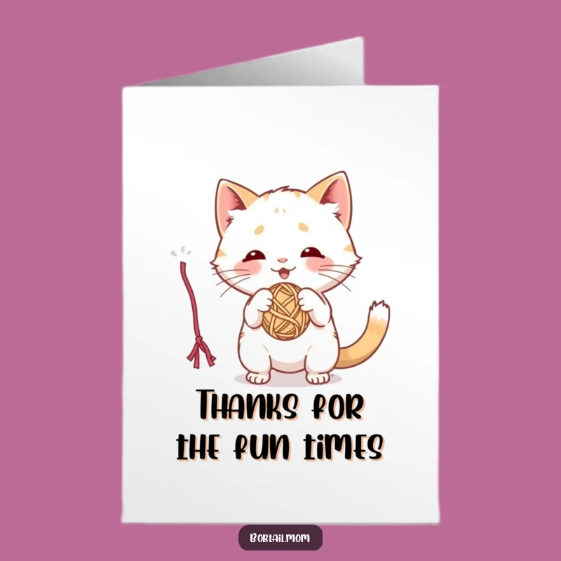 Free Printable Thank You Card: Cat Yarn Play Thanks Funny Downloadable Gift