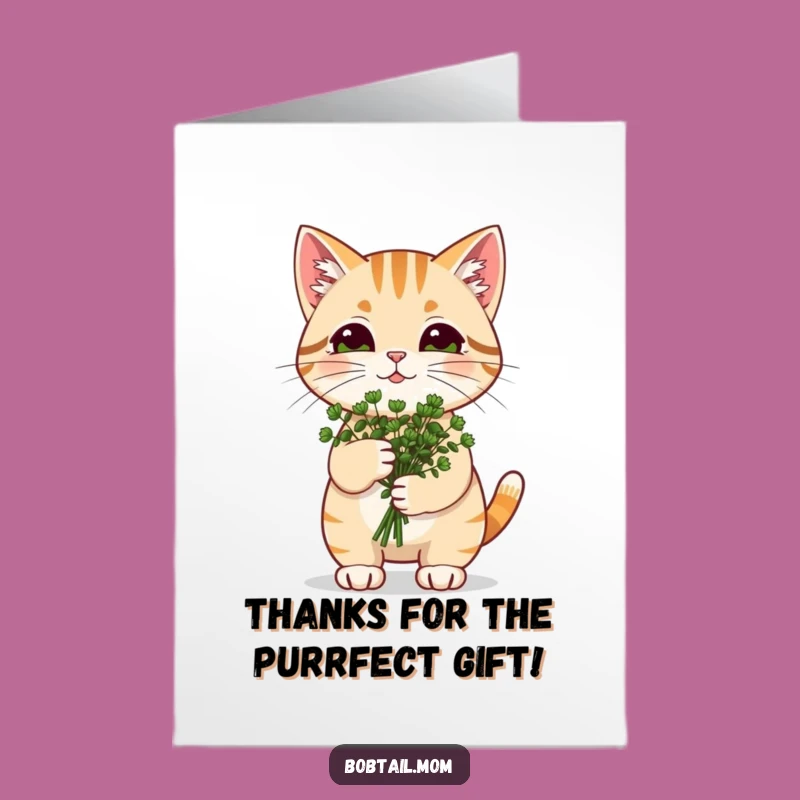 Free Printable Catnip Cat Thank You Card: Catnip Bouquet Kitty Funny Downloadable Gift