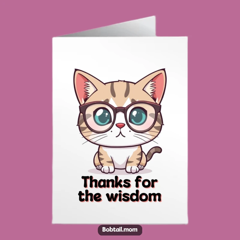 Free Printable Smart Bobtail Cat Thank You Card - Funny DIY Downloadable Gift for Appreciation