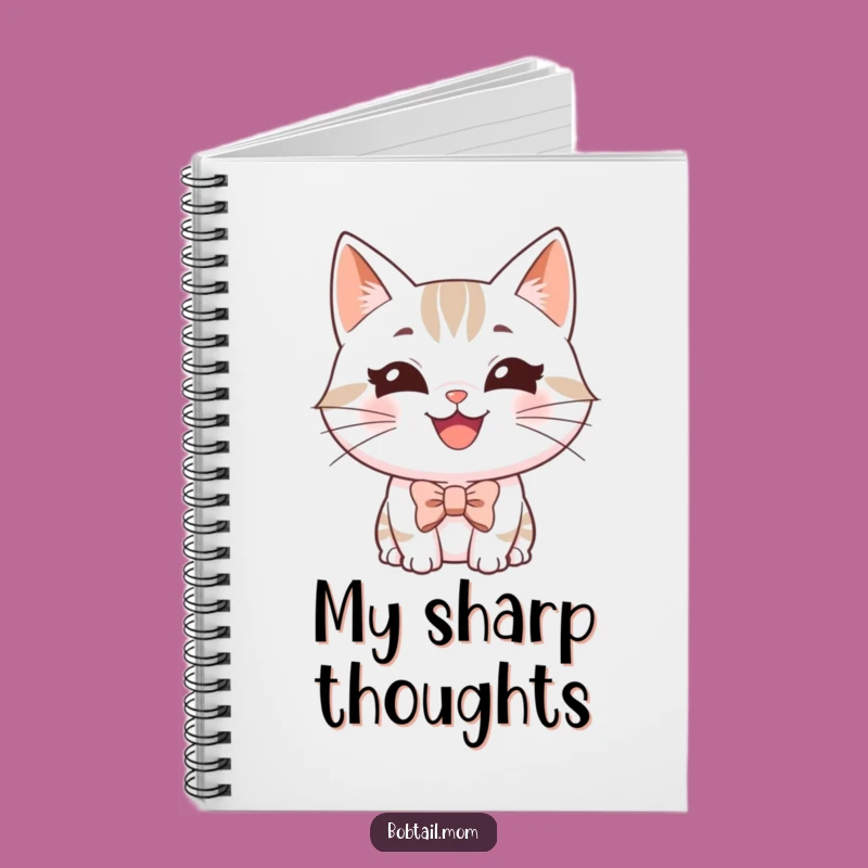 Funny Bobtail Cat Bowtie Notebook - Jot Down Happy Ideas Gift